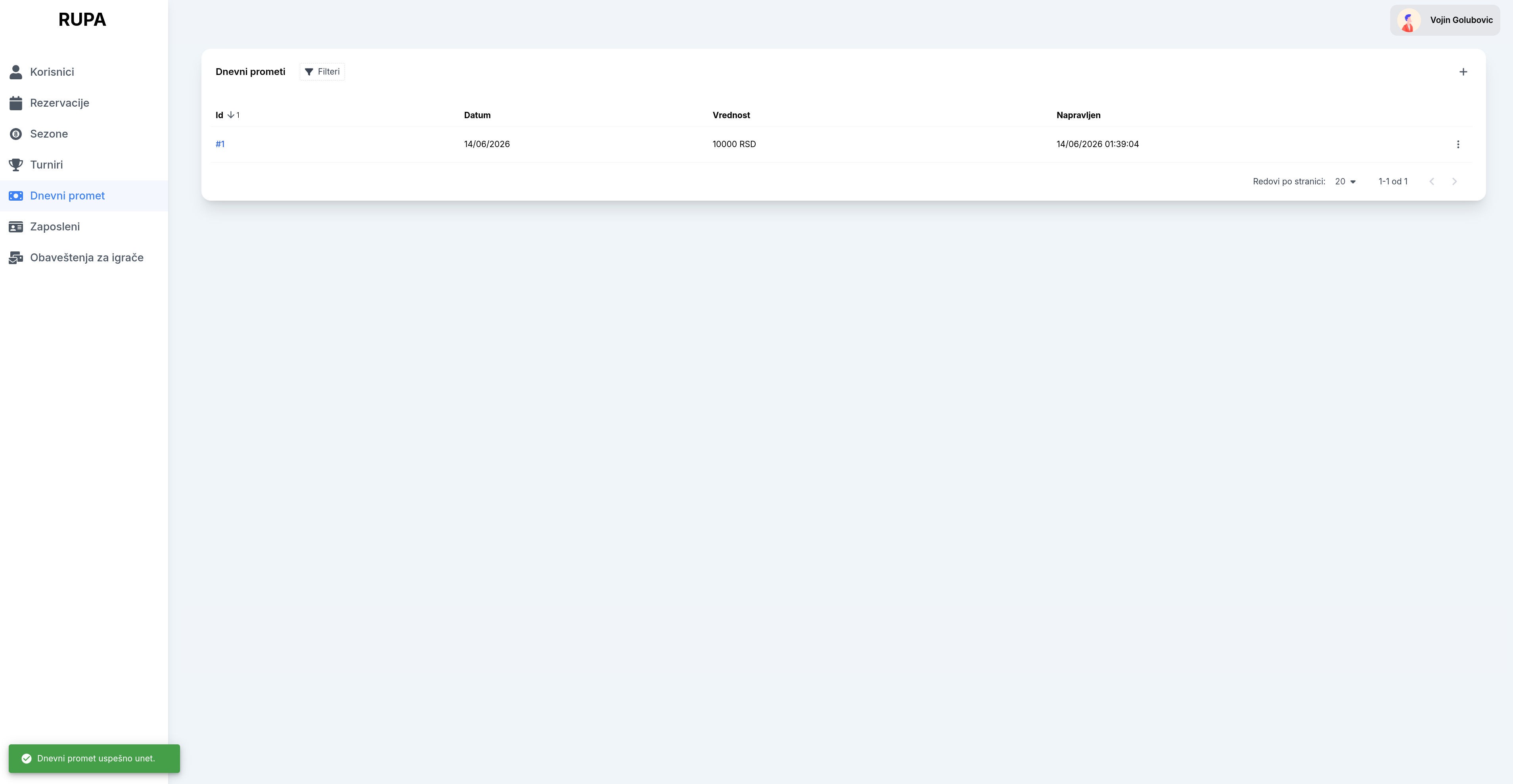 Rupa — platforma za bilijar klub: rezervacije, turniri, naplata sesija po stolu, sa nativnom aplikacijom i dashboard-om